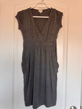 Dynamite - Gray Surplice Waist Dress with Pockets
